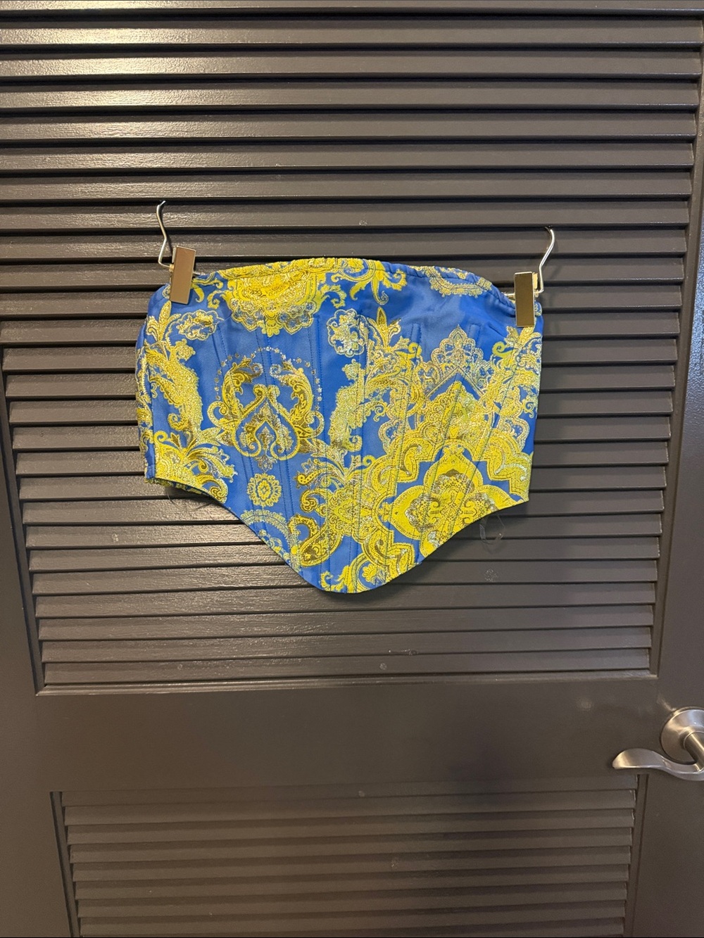 AKIRA Blue and Yellow Paisley Bandeau Camisole